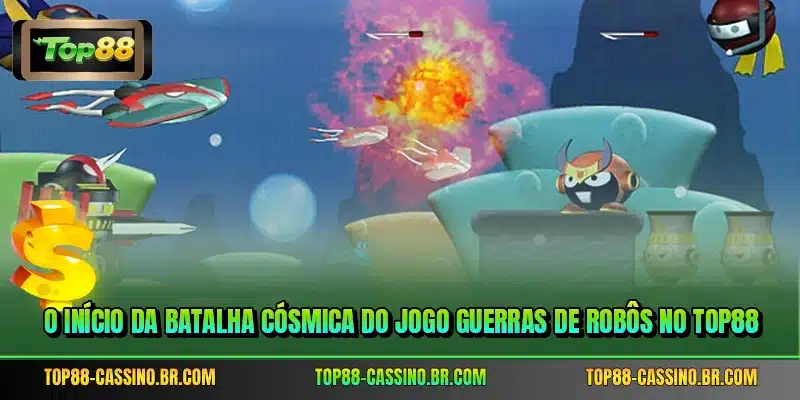 O início da batalha cósmica do jogo Guerras de Robôs no TOP88